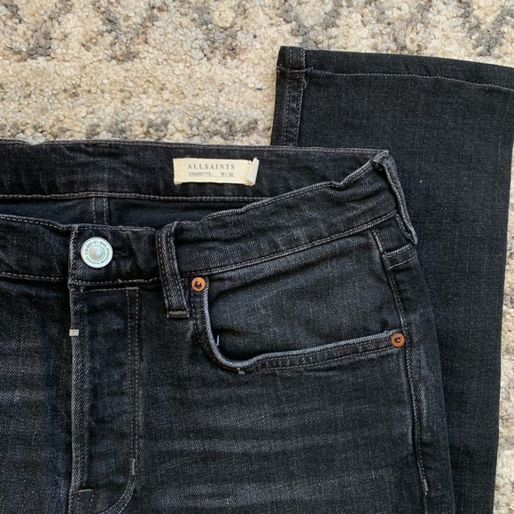 All Saints Black Distressed Cigarette Jeans 32x29 - Picture 5 of 7
